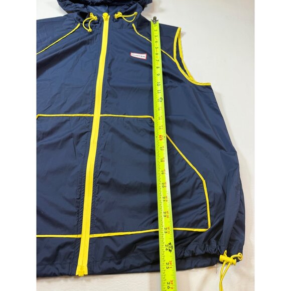 Hunter large Windbreaker Hooded Vest Medium Navy Yellow Lightweight (bin HH161) - Picture 4 of 10